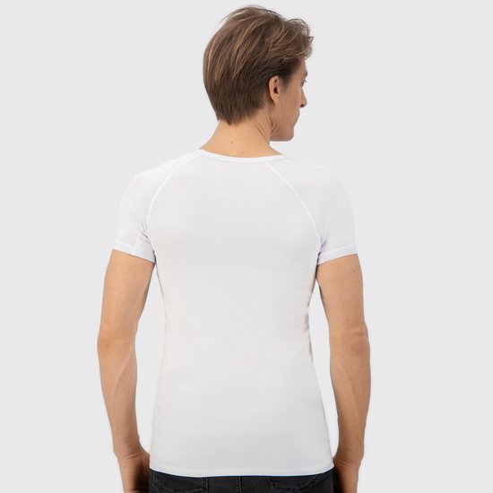 Anti Sweat Shirt - Fibershirts® - Coussinets d'aisselles cousus - Maillot de corps - Blanc - Col rond - Hommes - Taille XXL