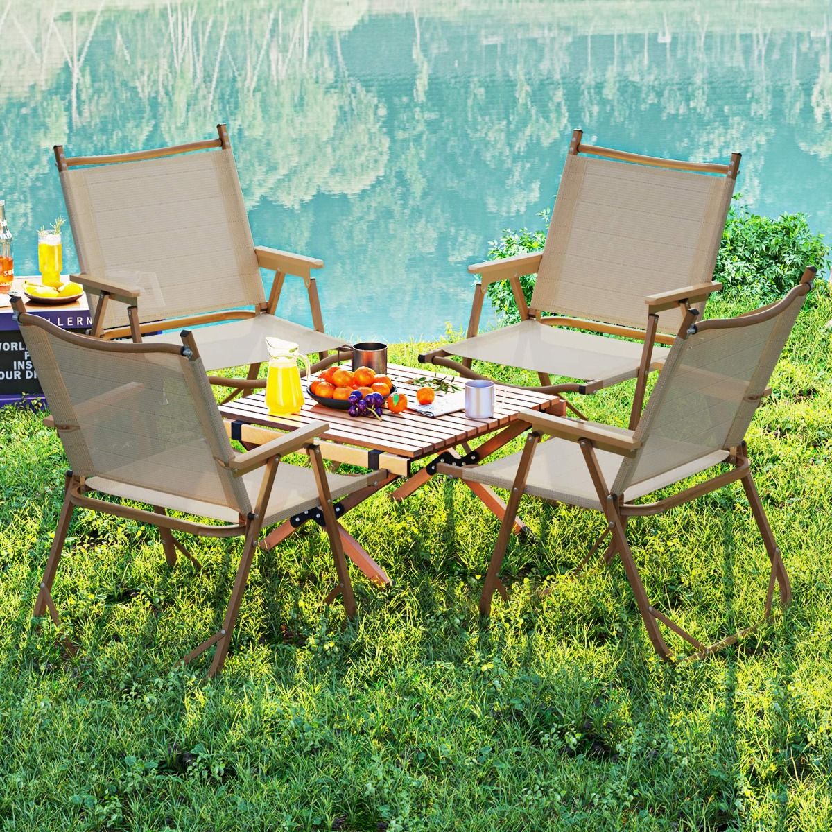 Lot de 2 chaises de camping pliantes Coast - Structure en aluminium légère - Conception ergonomique - Beige