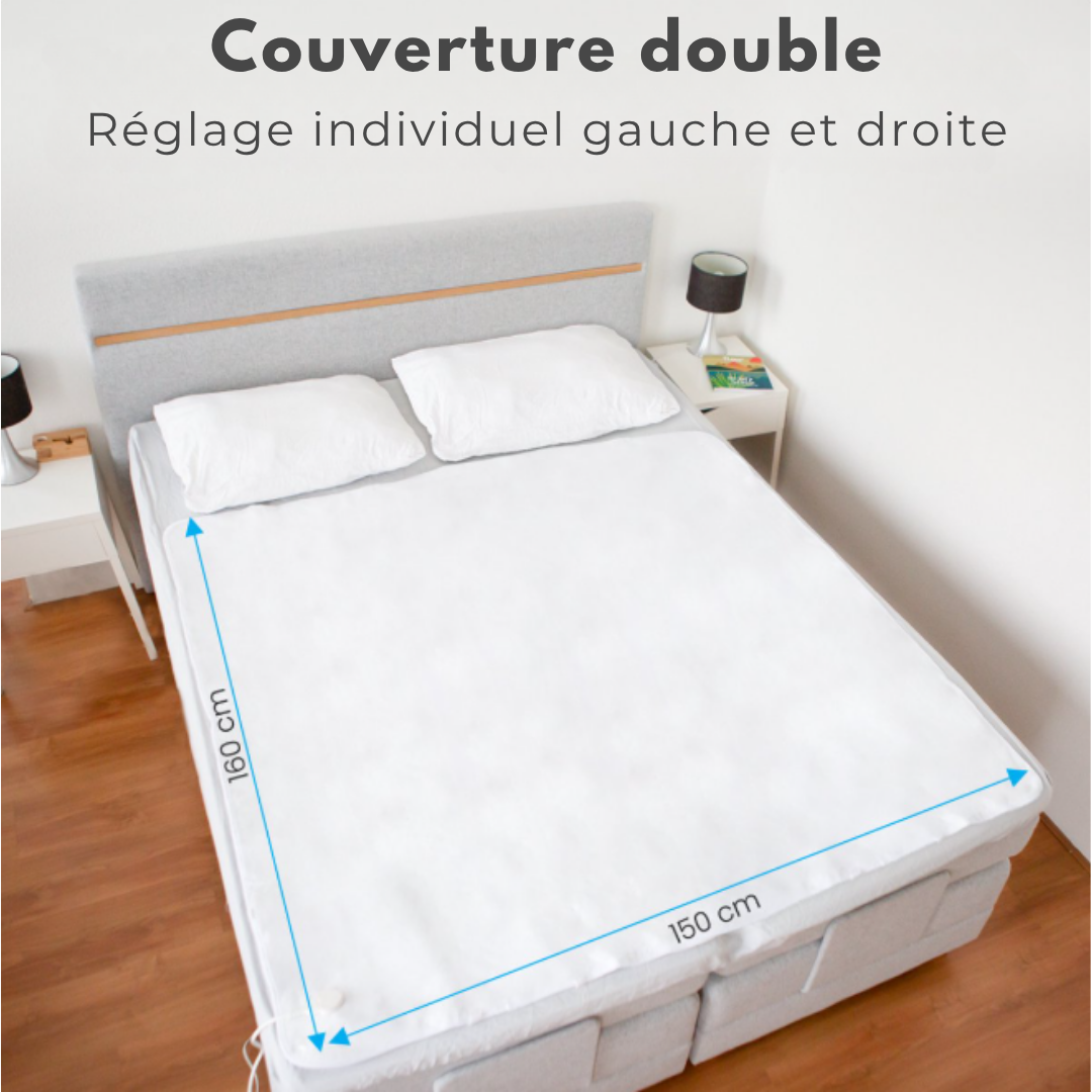 Couverture chauffante Auronic - Zone de pieds réglable - 9 niveaux - 160x150cm - Blanc