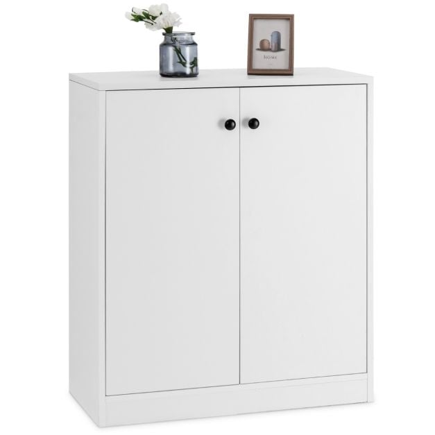 Buffet Coast blanc – Meuble de rangement moderne à 2 portes et 3 étagères – 72 x 34 x 85,5 cm