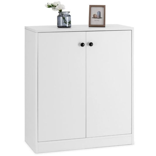 Buffet Coast blanc – Meuble de rangement moderne à 2 portes et 3 étagères – 72 x 34 x 85,5 cm