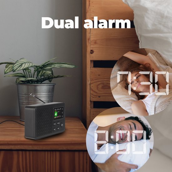 Radio - Denver DAB - Bluetooth - Radio DAB+/FM - 40 stations préréglées - Radio-réveil - DAB57B
