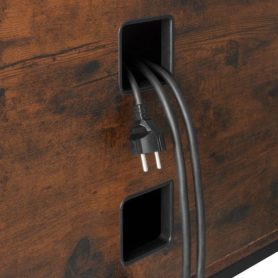 tectake - Meuble TV avec 4 compartiments ouverts et étagère réglable - brun foncé industriel - dim. 120 x 40 x 50,5 cm - 404644