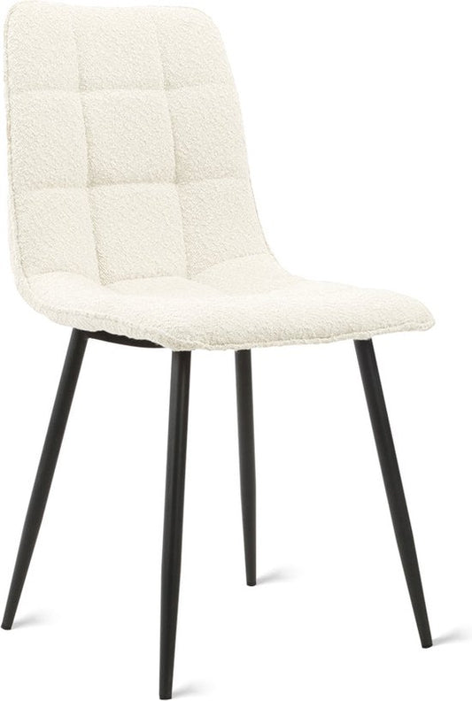 Multifurn - Chaise de salle à manger 'Yerevan' (Bouclé, Ivoire, Lot de 2)