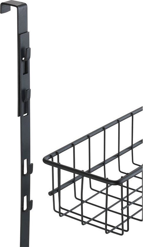 Support multifonctionnel à fixer sur la porte Wenko - Noir - À accrocher sans perçage | Convient aux portes à rebord | Convient aux portes affleurantes