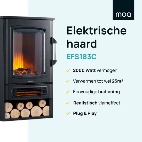 MOA Poêle électrique - Cheminée d'ambiance - Emplacement pour bois décoratif - EFS183C