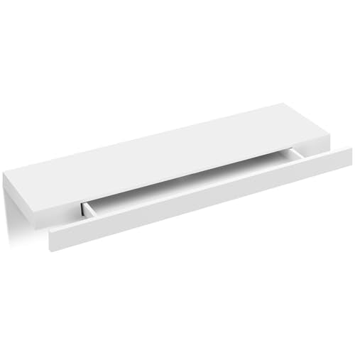 Woltu Wallboard with Drawer - Floating Wallboard - White MDF - 80 x 5 x 25 cm
