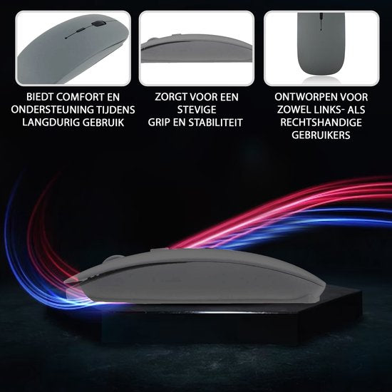 K&L Wireless Mouse - Souris sans fil Bluetooth pour ordinateur portable - Silencieuse - Rechargeable - Grise