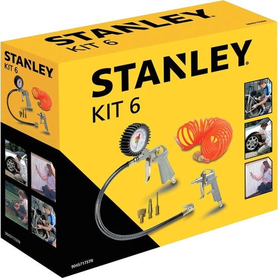 STANLEY Luchtgereedschapset 6-delig - met 3 mondstukken