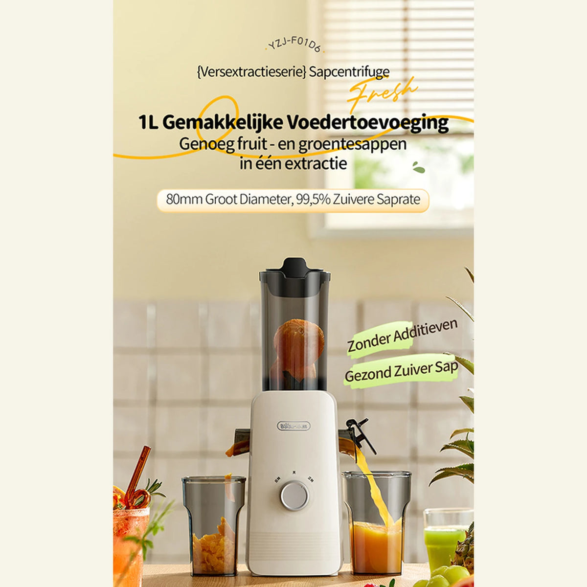 Extracteur de jus Bear Slowjuicer avec ouverture de 80 mm - Extraire le jus sans couper les fruits