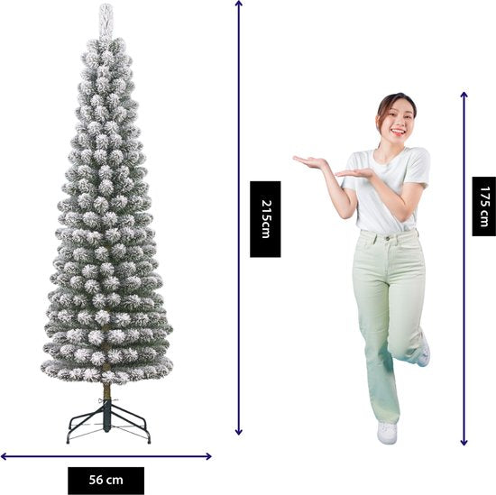 Arbre de Noël artificiel Black Box Trees - Arbre de Noël artificiel H 215 x Ø 56 cm - avec de la neige - Vert givré