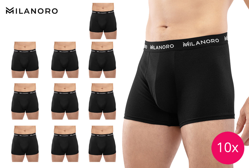 Boxer Milanoro - noir lot de 10 - Coton - Noir