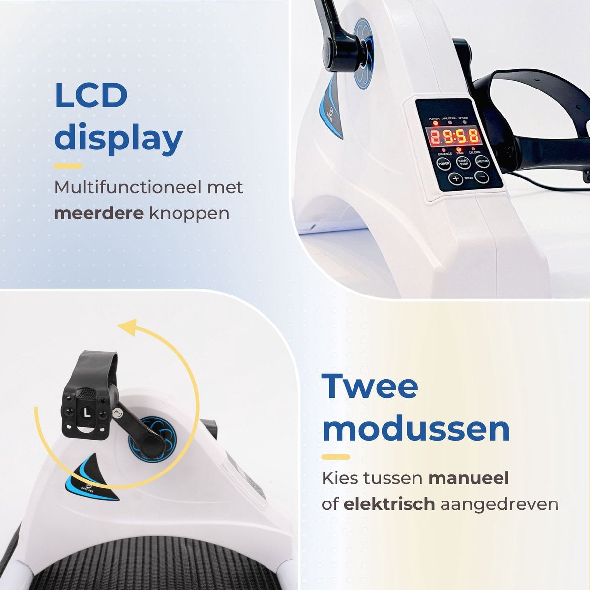 Mini vélo d'exercice SafeLife - électrique et résistance réglable - 26 x 40 x 34 cm - blanc