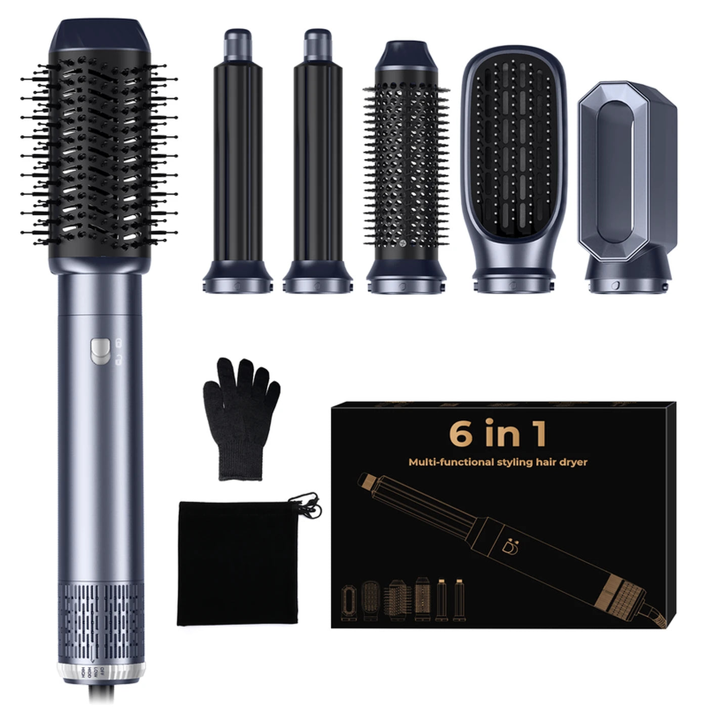 Atopskins Appareil de coiffure 6 en 1 Volume & Brillance - Sèche-cheveux, brosse à boucler et brosse à lisser
