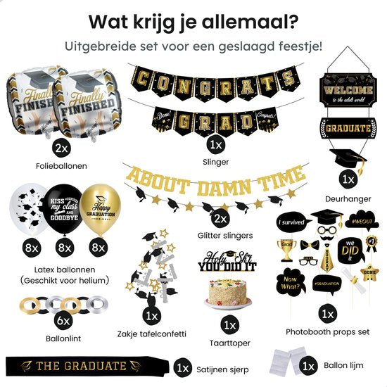Partizzle Graduated Party Decorations Articles - Guirlandes et ballons - Hourra Graduation Party - Graduation Party Items - XL