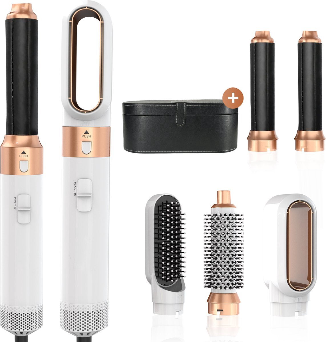 Professionals Airstyler - Appareil de coiffure 5 en 1 - Sac de voyage inclus - Brosse soufflante - Appareil de coiffure multifonction - Hairwrap - Brosse bouclante - Appareil de coiffure - Appareil de coiffure - Fer à lisser - Blanc