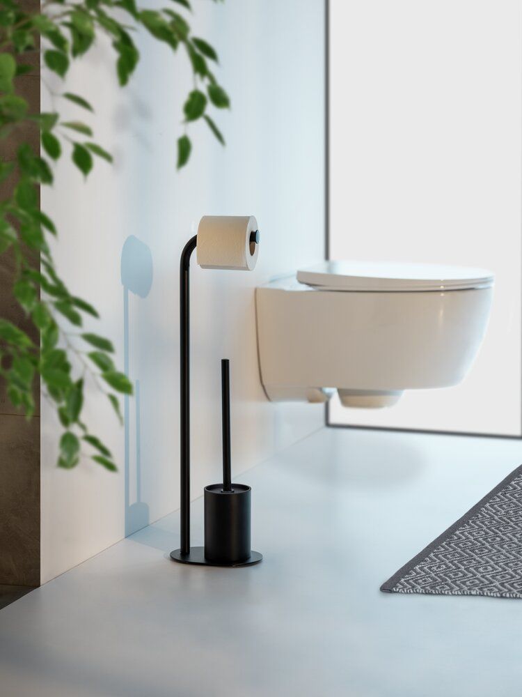 Ensemble de toilettes WENKO Levante Noir - Sur pied - Acier inoxydable - 23 x 63 x 17 cm