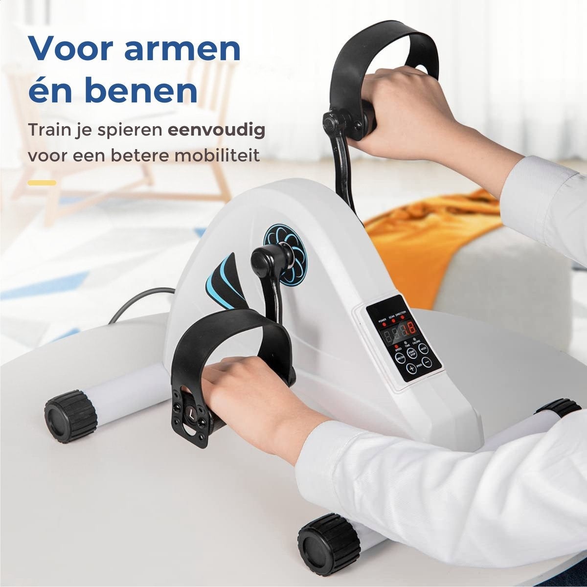 Mini vélo d'exercice SafeLife - électrique et résistance réglable - 26 x 40 x 34 cm - blanc