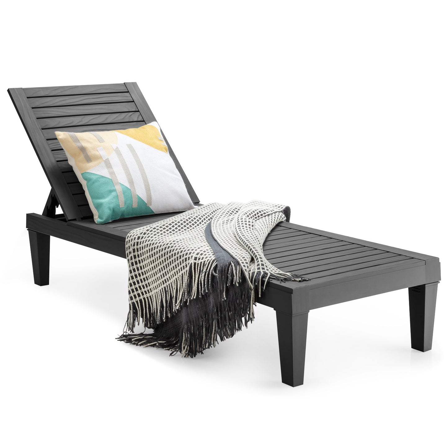 Coast Terrace Lounger chaise d'extérieur avec dossier réglable 190 x 57,5 ??x 29 cm noir