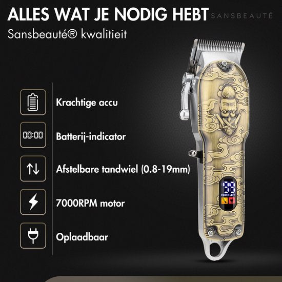 Tondeuse professionnelle 5-en-1 sans fil avec grille de rasage - Sansbeauté - Tondeuse à cheveux pour hommes - Cheveux - Tondeuse à cheveux - Machine à cheveux pour coiffeurs - Tondeuse à cheveux - Tondeuse à barbe - Barbe Hair Clipper - Barber Buddha Tri