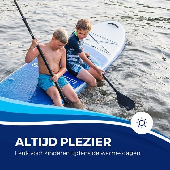 Supper Sup Board XL - Max. 180KG - Gonflable - Planche à pagaie - Pagaie réglable - Housse de téléphone étanche - Siège - Pompe - Aileron - Leash - Sac de transport - 335 x 81 cm