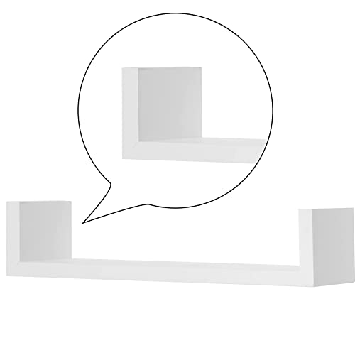 Woltu Wall Shelf Set U-shaped - MDF White - 3 Sizes : 26x9.6x6 cm, 34x9.6x7.5 cm, 42x9.7x9 cm