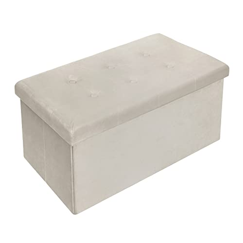 Woltu Banc de rangement velours crème 80L 76 x 37,5 x 38 cm