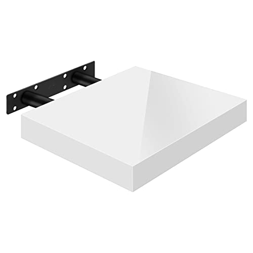 Woltu Volato Wall Shelf High Gloss White - Etagère flottante en bois 30 x 22.9 x 3.8 cm
