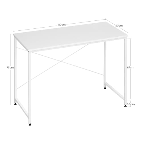 Bureau Woltu avec cadre en métal - Blanc - 100 x 50 x 75 cm