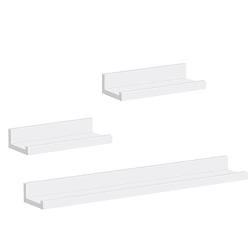 Woltu Set de 3 étagères murales blanches - Etagères de rangement flottantes pour le salon, la cuisine et la chambre à coucher
