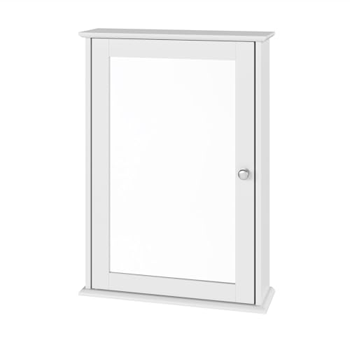 eSituro Armoire de toilette avec portes - MDF blanc laqué - 42 x 58,5 x 12 cm