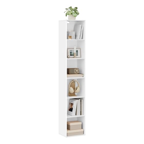Woltu Bookcase Semi-Open Column 6 Compartments - Chipboard/White - 30 x 24 x 158.5 cm