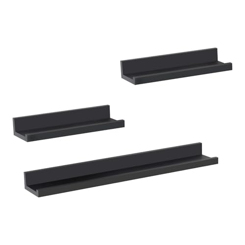 Woltu Wall Shelf Set 3-piece Black - 2x 30x5x10 cm, 1x 60x5x10 cm