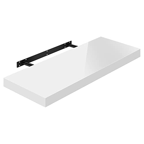 Woltu Volato Étagère murale flottante Blanc brillant 70 x 23 x 3,8 cm