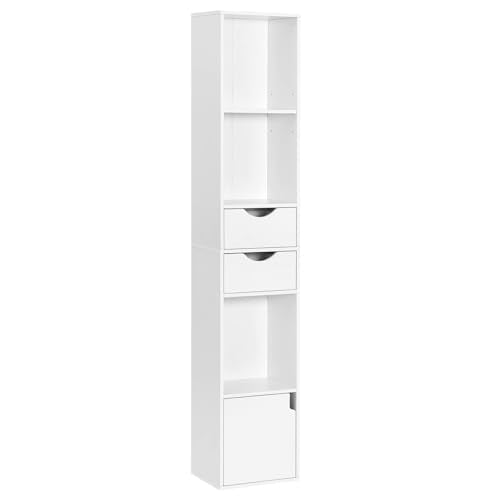 Woltu Bibliothèque à tiroirs - Meuble de rangement sur pied - Blanc - 30x24x158 cm