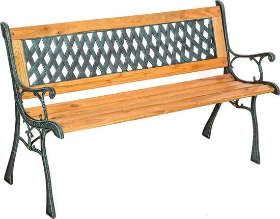 Banc de jardin en fonte - motif diamant - 128 x 51 x 73cm