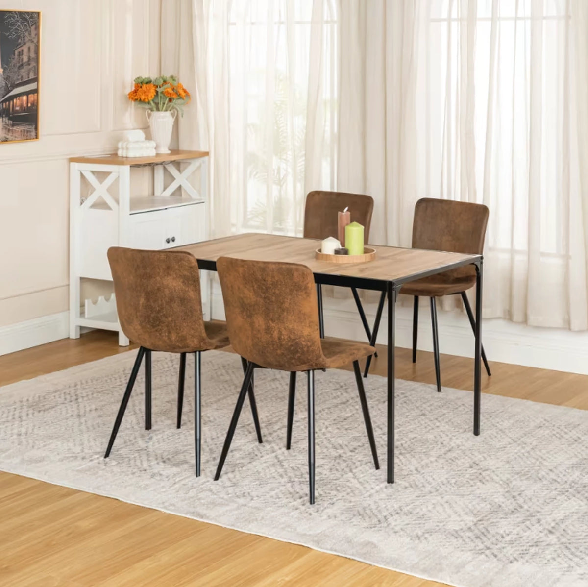 Ensemble de 4 chaises Urban Meuble - Chaises de salle à manger de luxe, gris, imitation fourrure - 44 x 54 x 87 cm