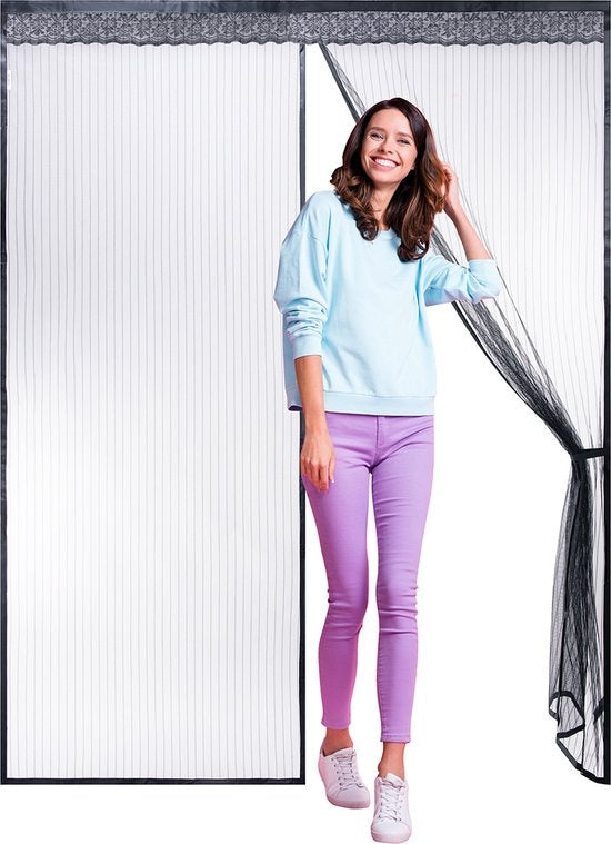 O'DADDY Deurgordijn Deluxe FIBER - Magnetisch Vliegengordijn - Voor Nieuwbouw en Standaard Deuren - Eenvoudige Installatie - Zwarte Hor - 184x230 cm