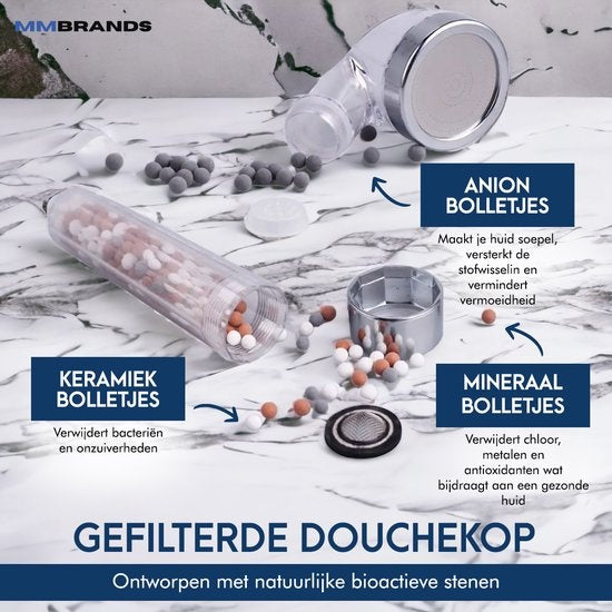 Tête de douche à économie d'eau - MM Brands - Tête de douche ionique - Douchette à main haute pression avec filtre - Douche de pluie