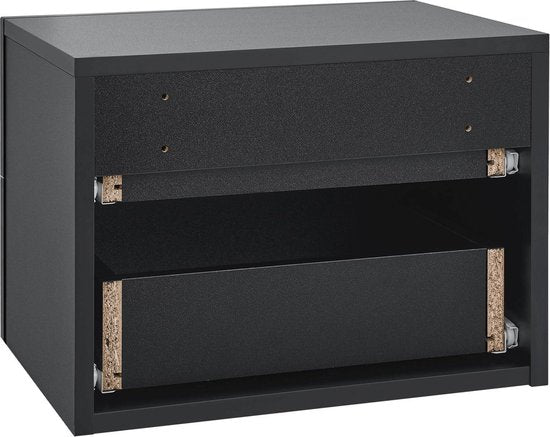 Table de nuit flottante - 40 x 29 x 30 cm - Noir - 2 tiroirs