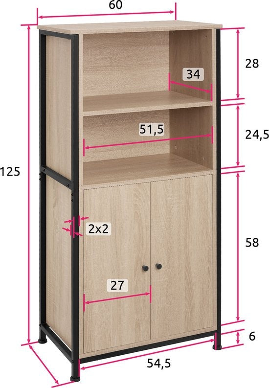 tectake - Armoire murale Doncaster 60x38x125cm - brun clair industriel