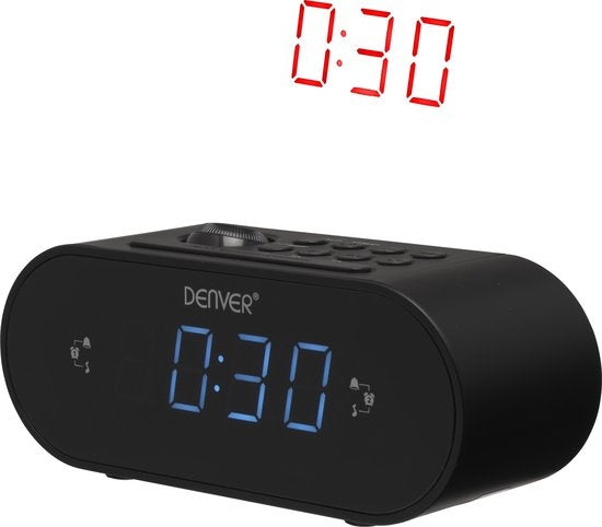 Radio-réveil Denver avec projection - Radio FM - Horloge de projection à 180° - Double alarme - CRP717 - Noir
