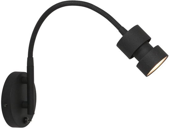 Applique murale Natasja LED 3094ZW noire - Orientable et inclinable, ampoule GU10 incluse, en plastique et métal - Steinhauer