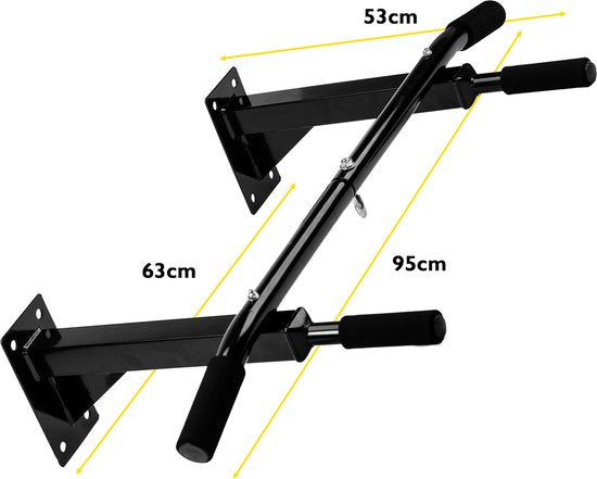 Barre de traction professionnelle Zoluko à fixation murale - Avec bande de résistance moyenne et livre électronique - Capacité de charge de 150 kg - Fixation simple - Barre de traction de fitness - Station de traction pour s'entraîner à la maison - Barre