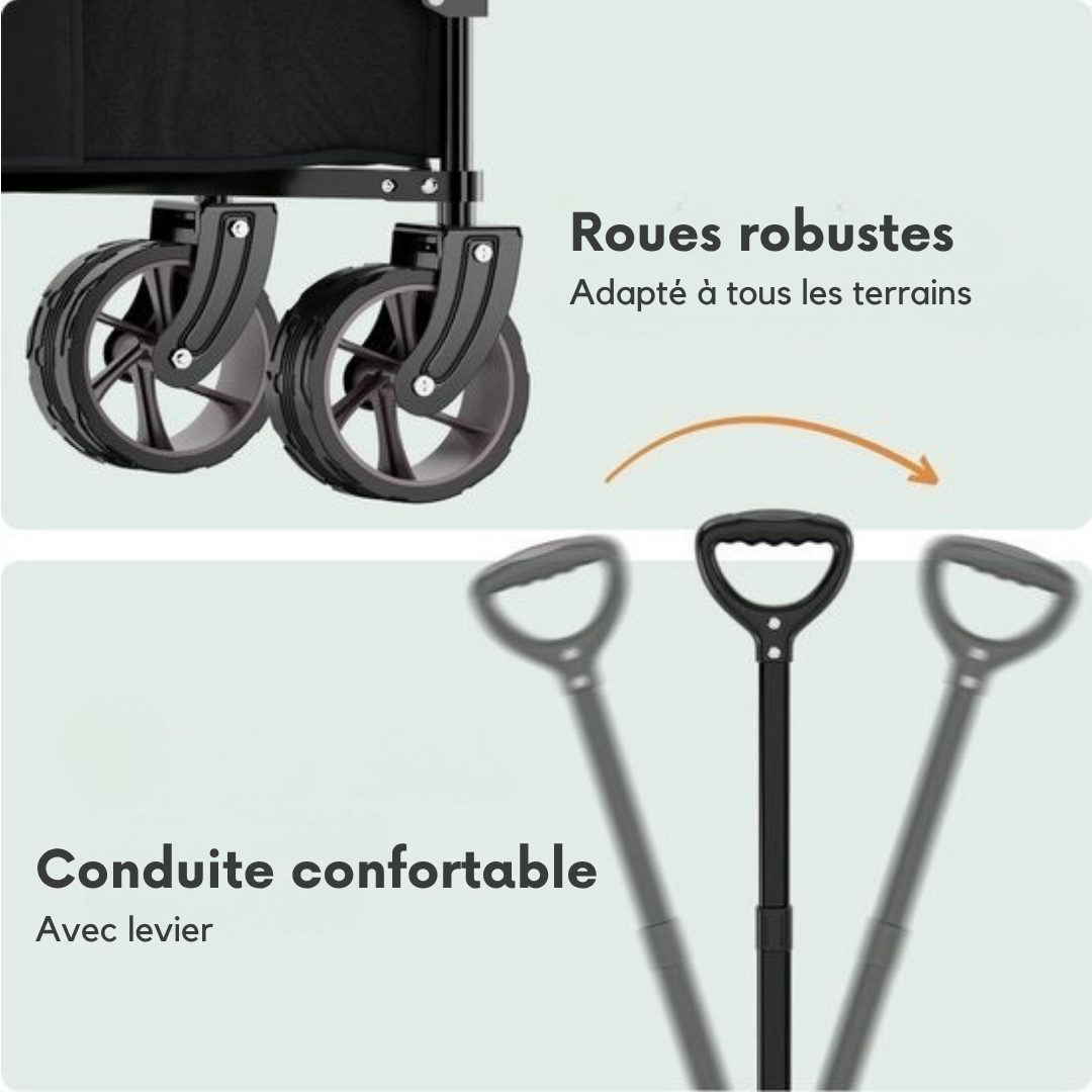 Chariot LifeGoods - XXL - pliable - 300L - Max 150KG - Noir