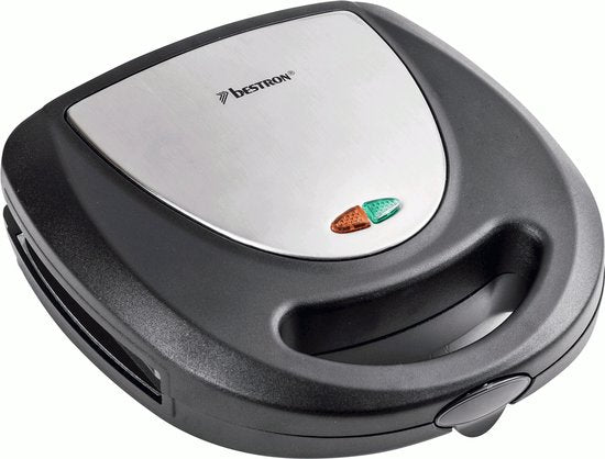 Appareil à croque-monsieur Bestron - ASM8010 - 760 W - 3-en-1 : croque-monsieur, gaufres et grillades - Revêtement antiadhésif - Gris - Garantie 5 ans
