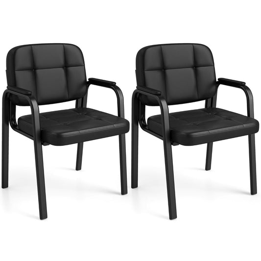 Chaise de bureau Coast avec accoudoirs rembourrés - 55 x 59 x 81,5 cm - Noir - Lot de 2