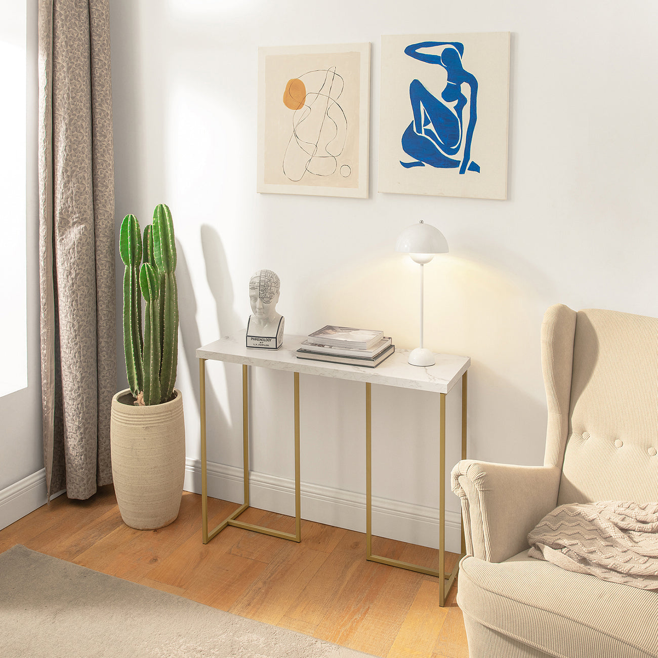 SoBuy Table d'appoint - Haute qualité - Structure en fer - 100 x 40 x 80 cm