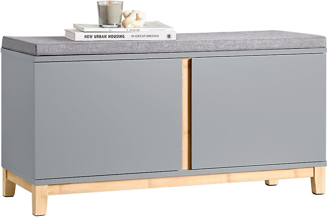 SoBuy Meuble à chaussures - FSR117-HG - MDF & Bambou - Max. 150Kg - 90x34x47cm - Gris