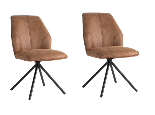 Criks Design Nova Swivel Dining Chair - Lot de 2 - Cognac - 54 x 64 x 87 cm